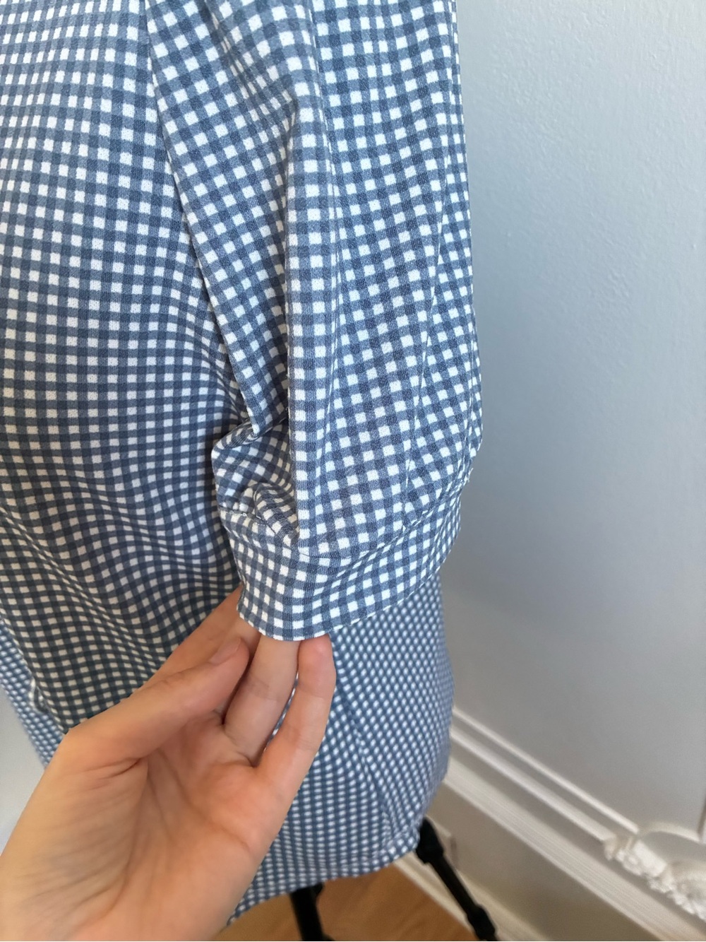 Adrianna Papell Blue and White Gingham Tie-Front Blouse - Picture 4 of 11